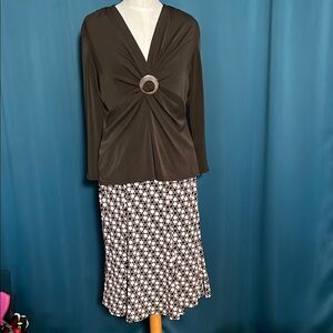 Sandra Darren Brown & Pink Skirt & Top